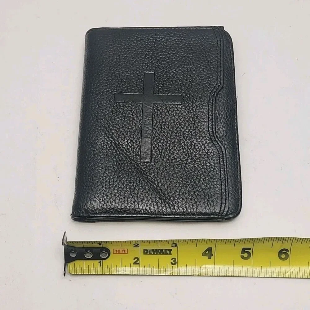 Cutter & Buck Passport Wallet Organizer Religious Cross Black Leather  6